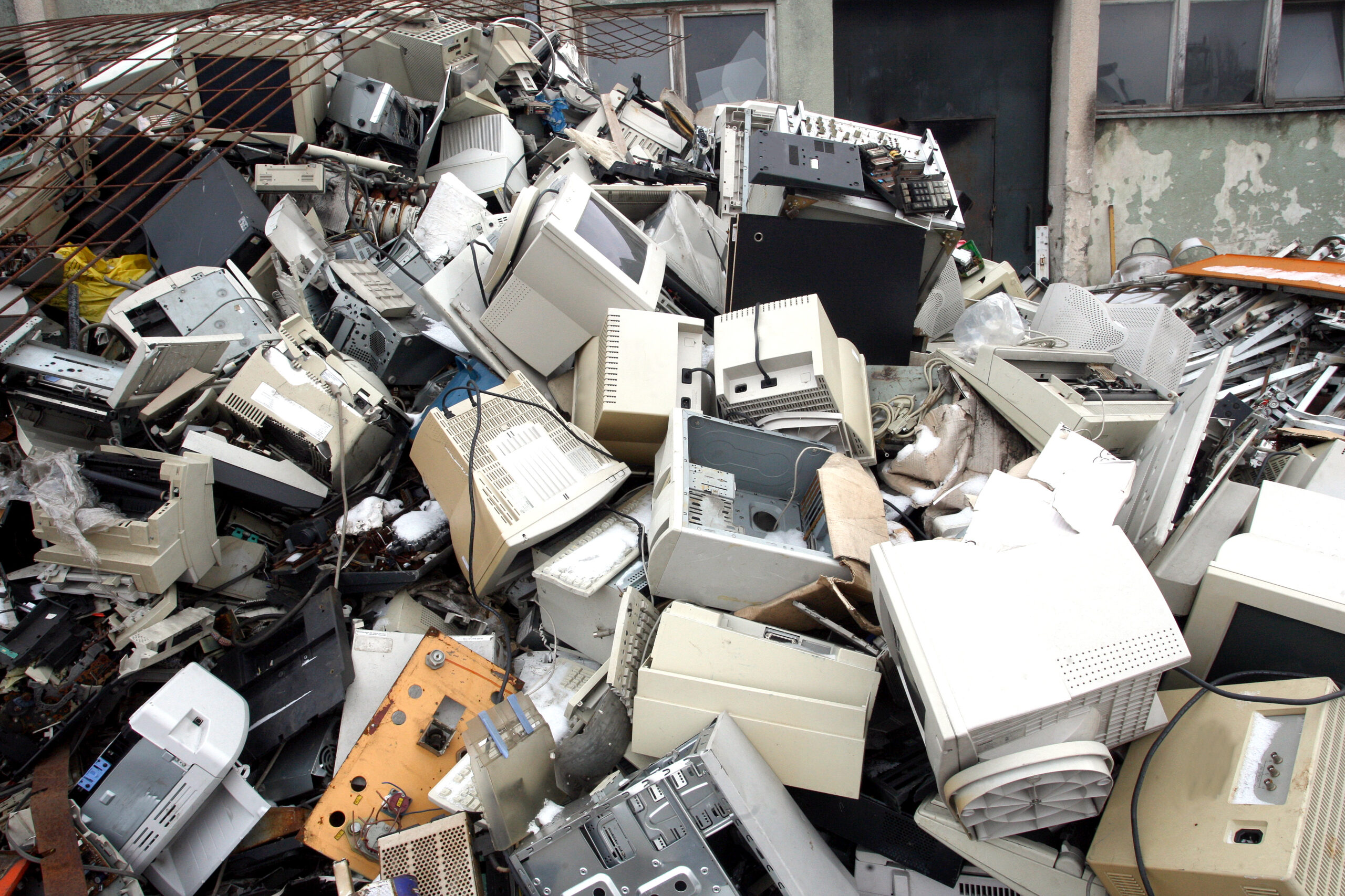 CSRD concept. Old computer hardware piled up